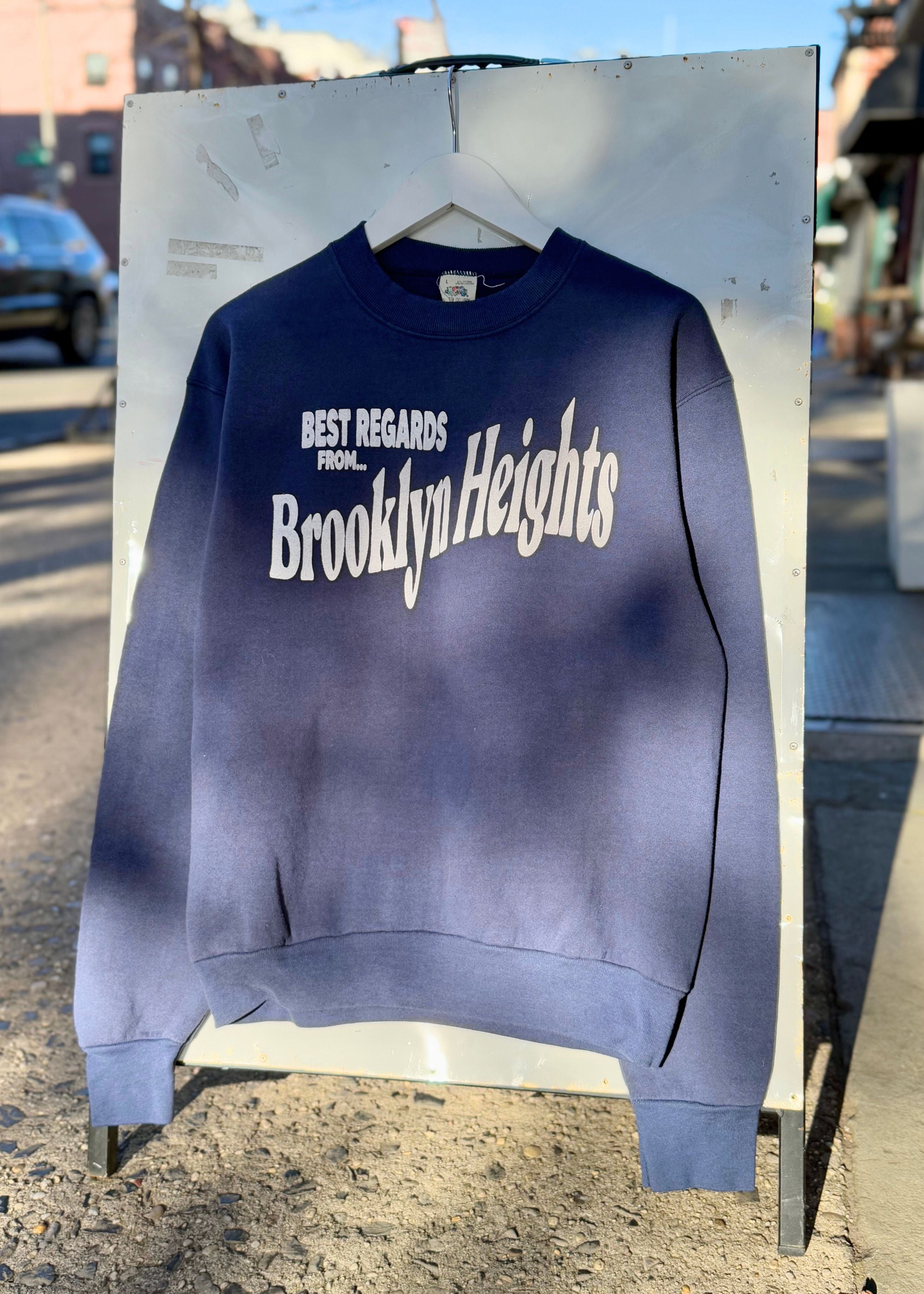 Neighborhood postcard upcycled sweatshirt, Brooklyn Heights – Rue