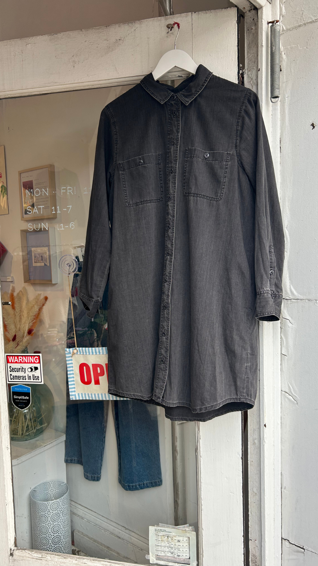 Madewelll denim shirt dress, black