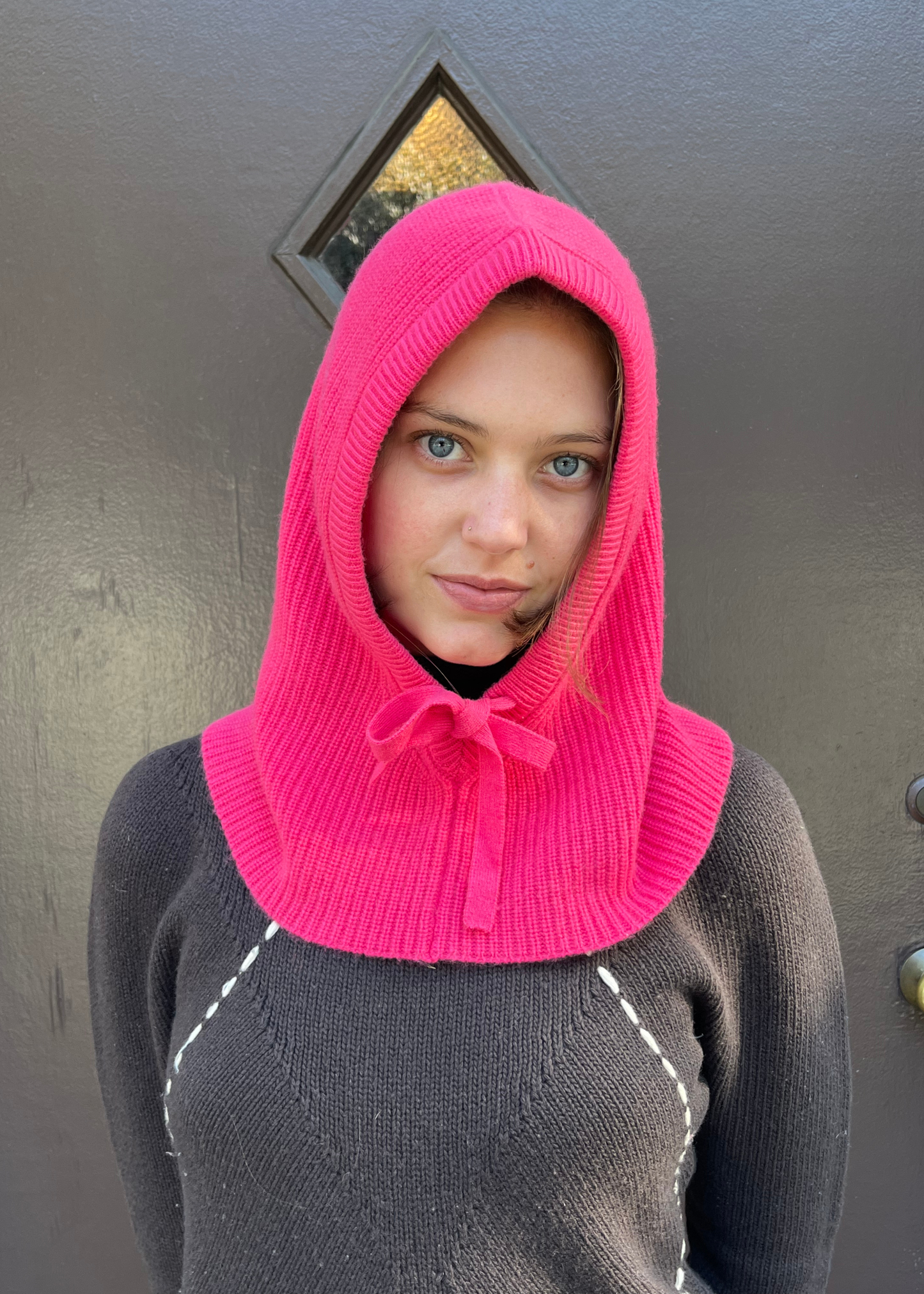 Cashmere balaclava, hot pink