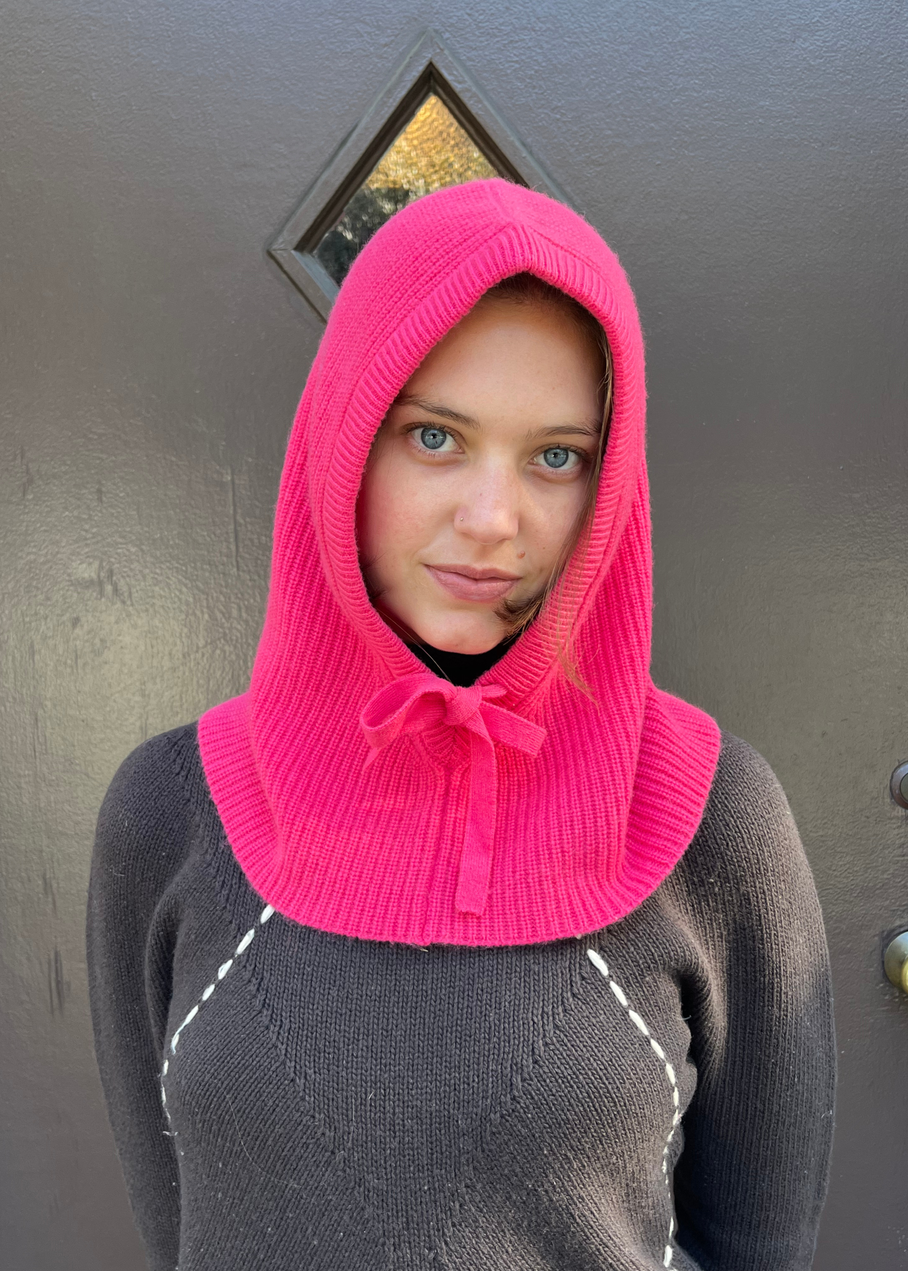 Cashmere balaclava, hot pink
