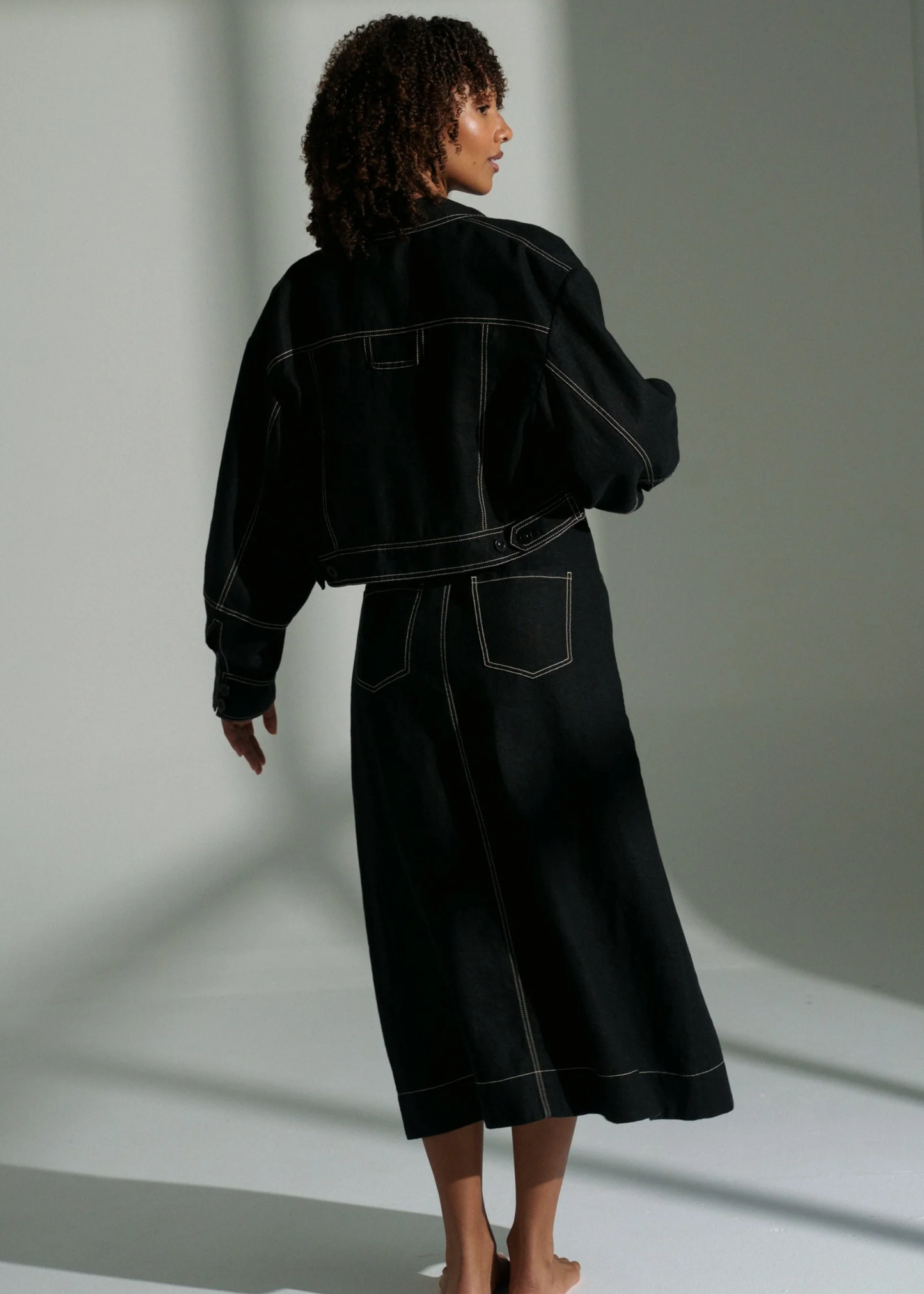 Wes linen jacket, black