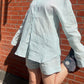 Oversized button down, green stripe