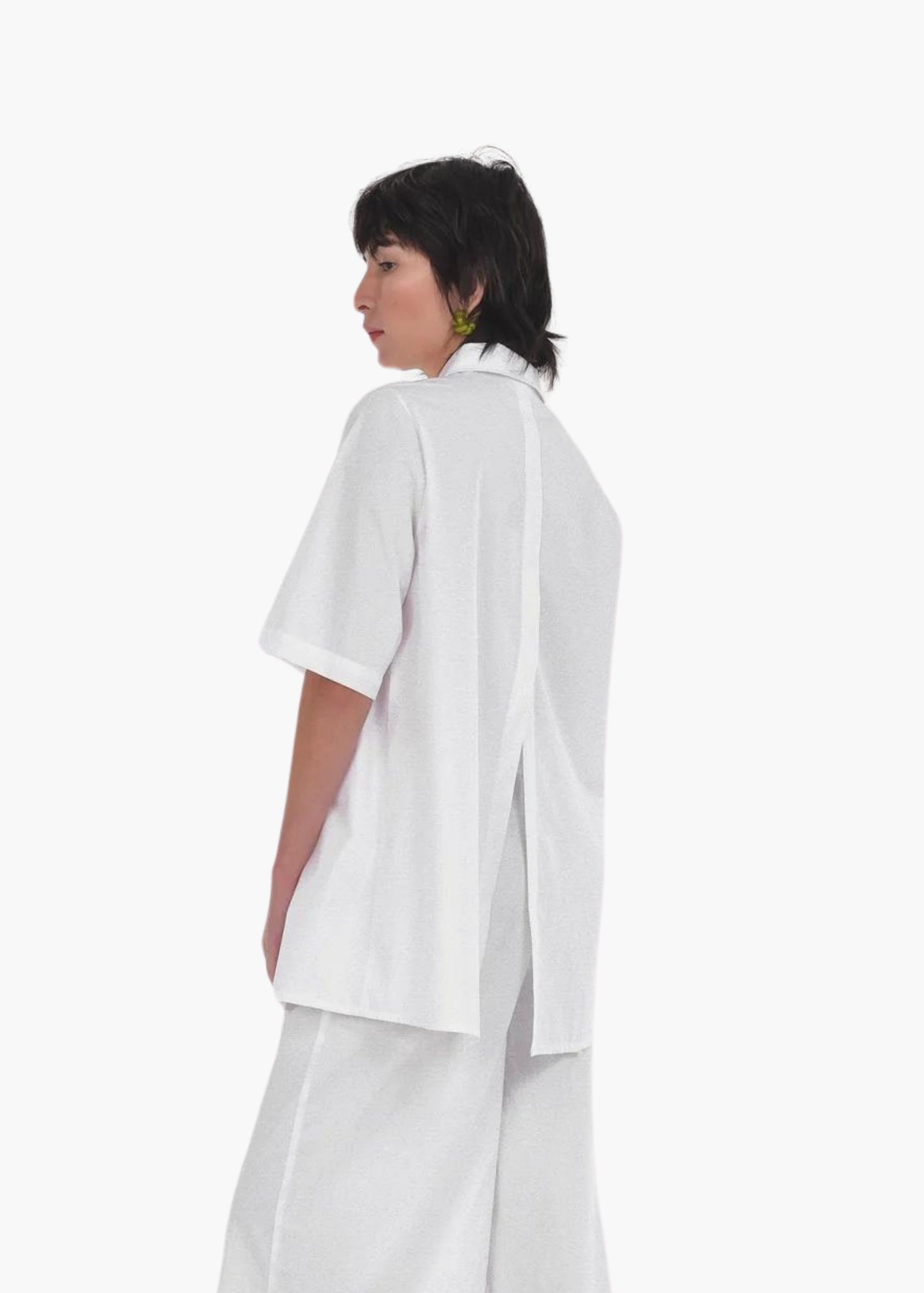 Ocean open-back shirt, bright white