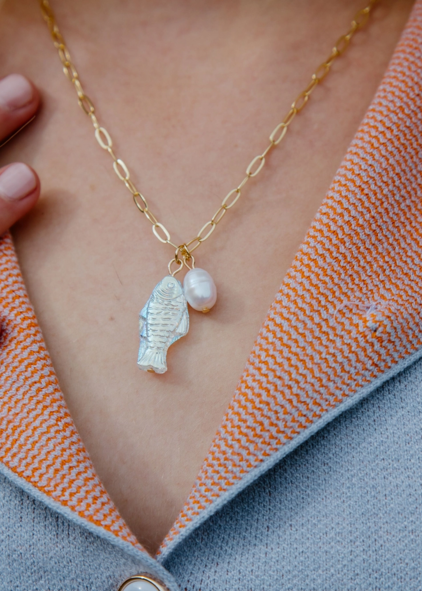 Off the hook fish necklace