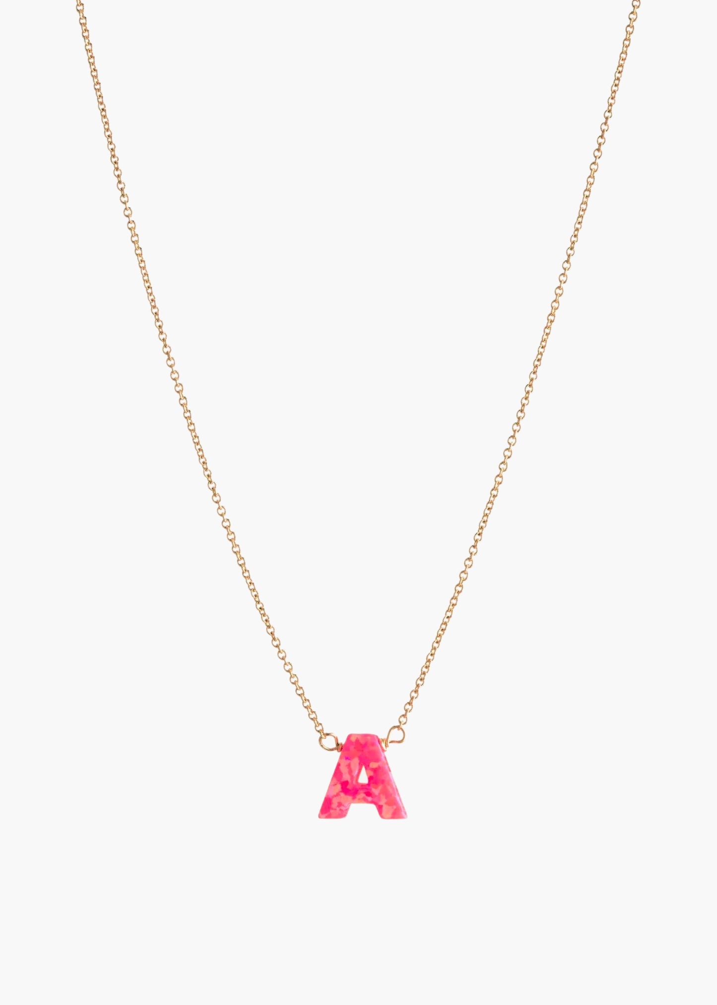 Pink opal initial necklace