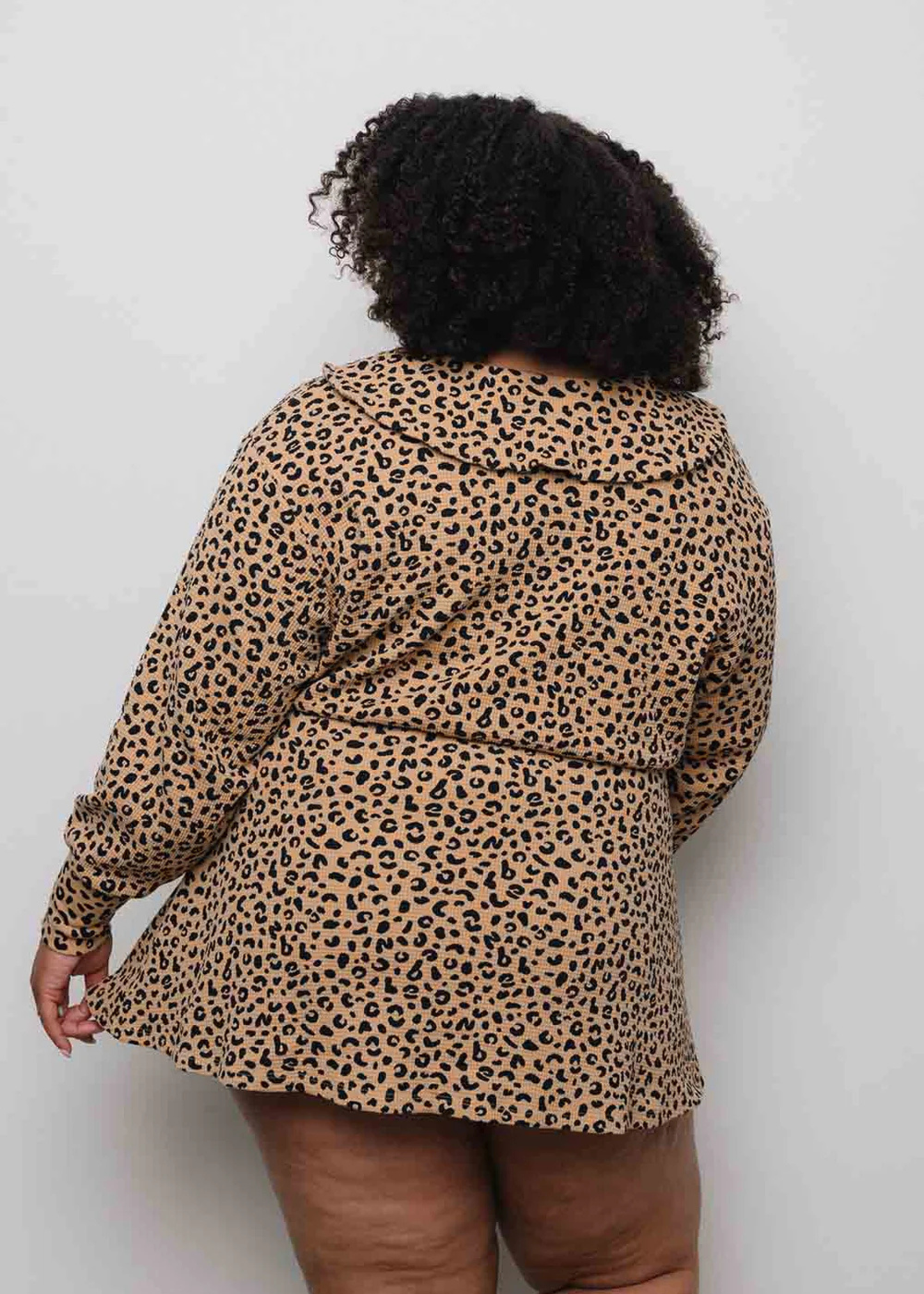 Waffle sailor cardigan, leopard