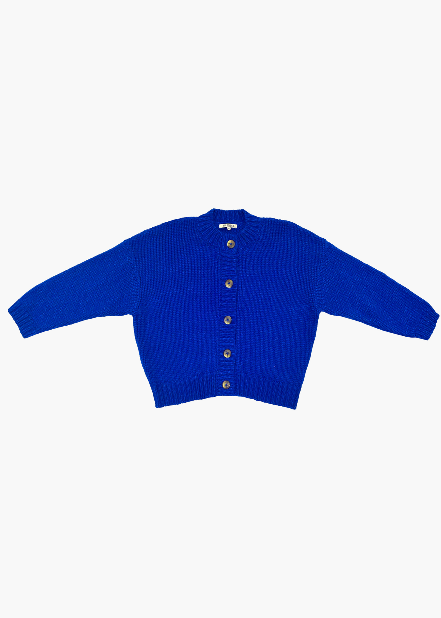 Merino crew neck cardigan, cobalt