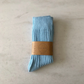 Ribbed cotton high socks, light blue