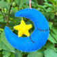 Moon and star felt wool ornament