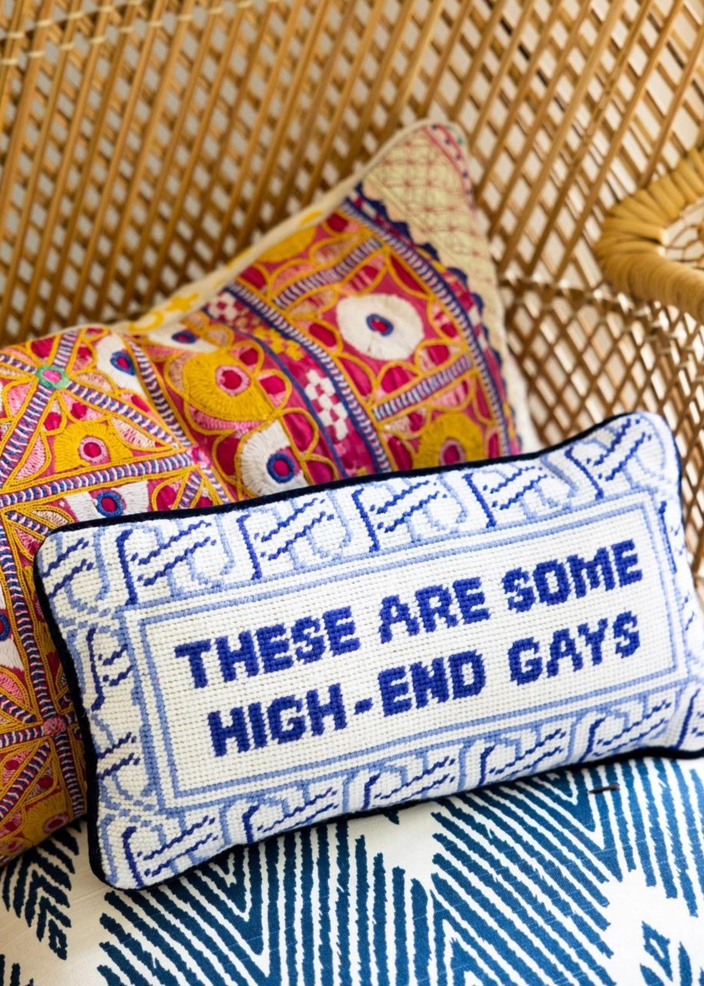 High-end gays needlepoint pillow