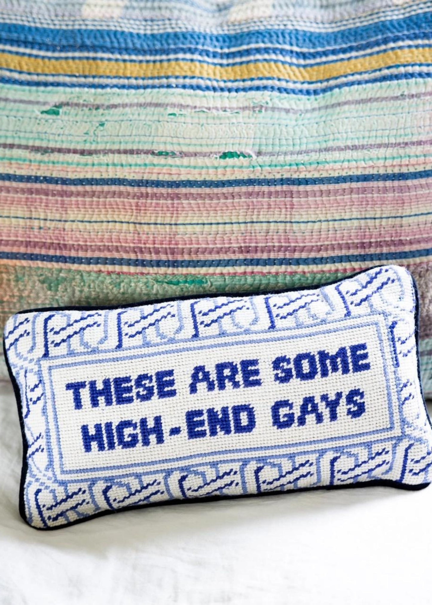 High-end gays needlepoint pillow
