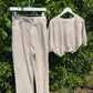 High waisted wide leg trousers