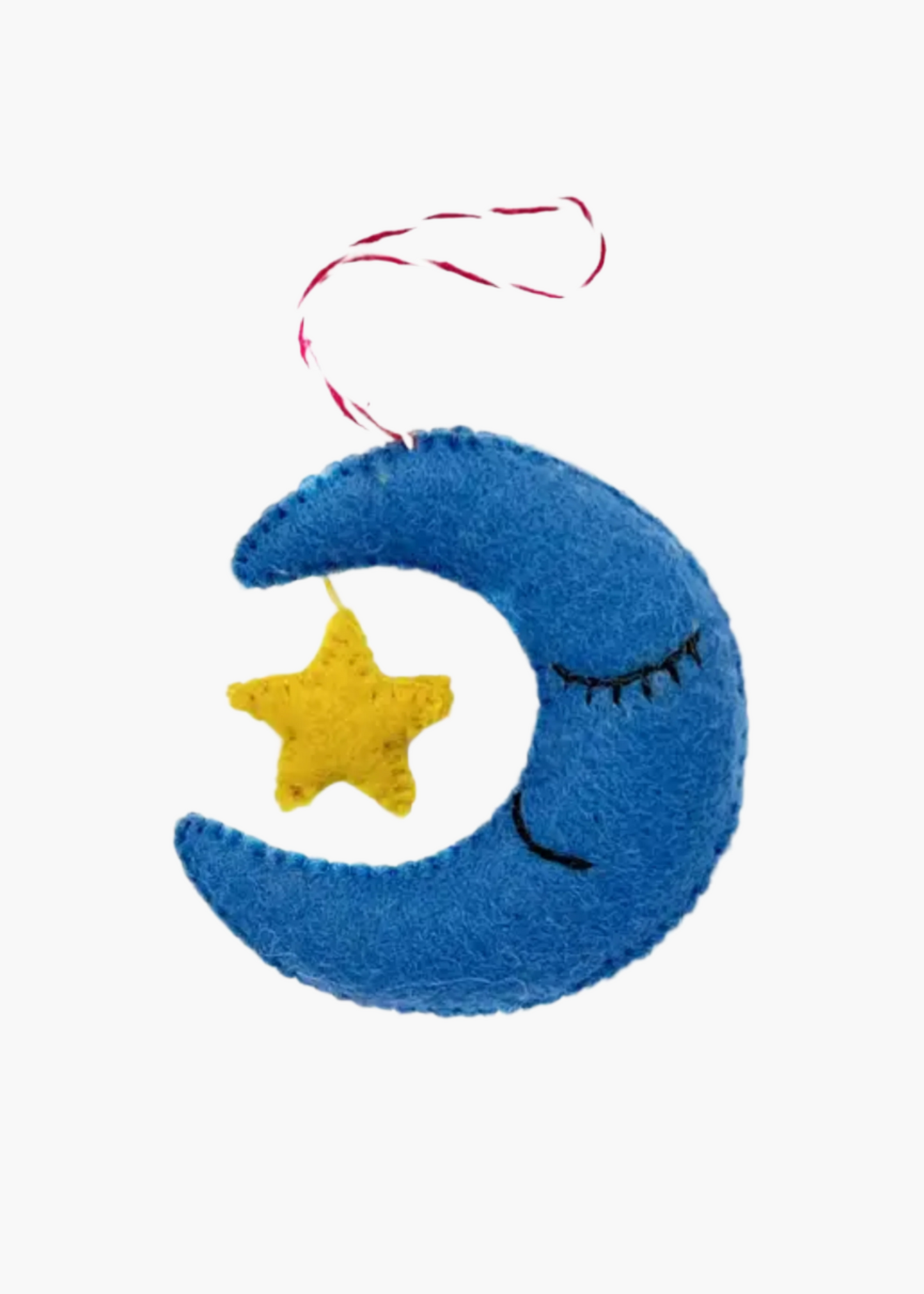 Moon and star felt wool ornament