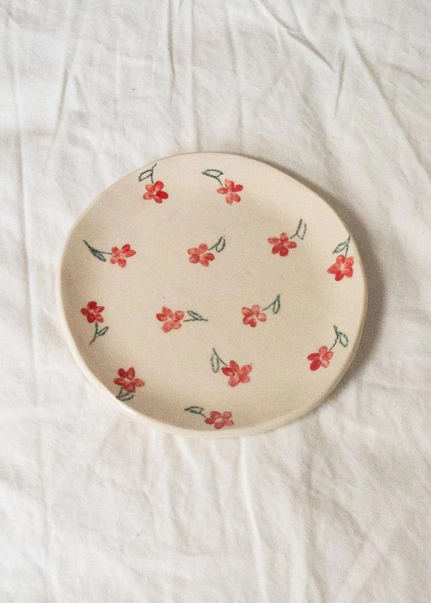 Red poppy catchall plate