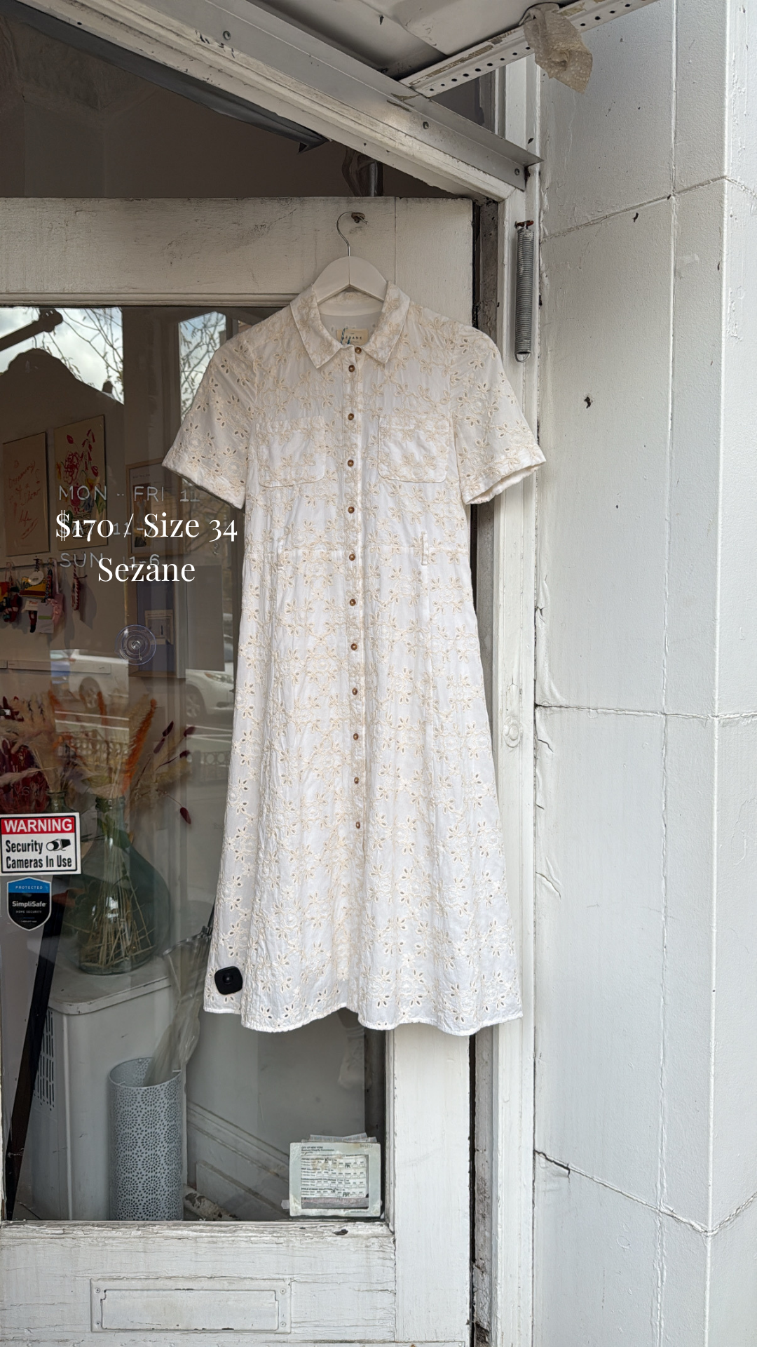 Sezane dress, cream eyelet