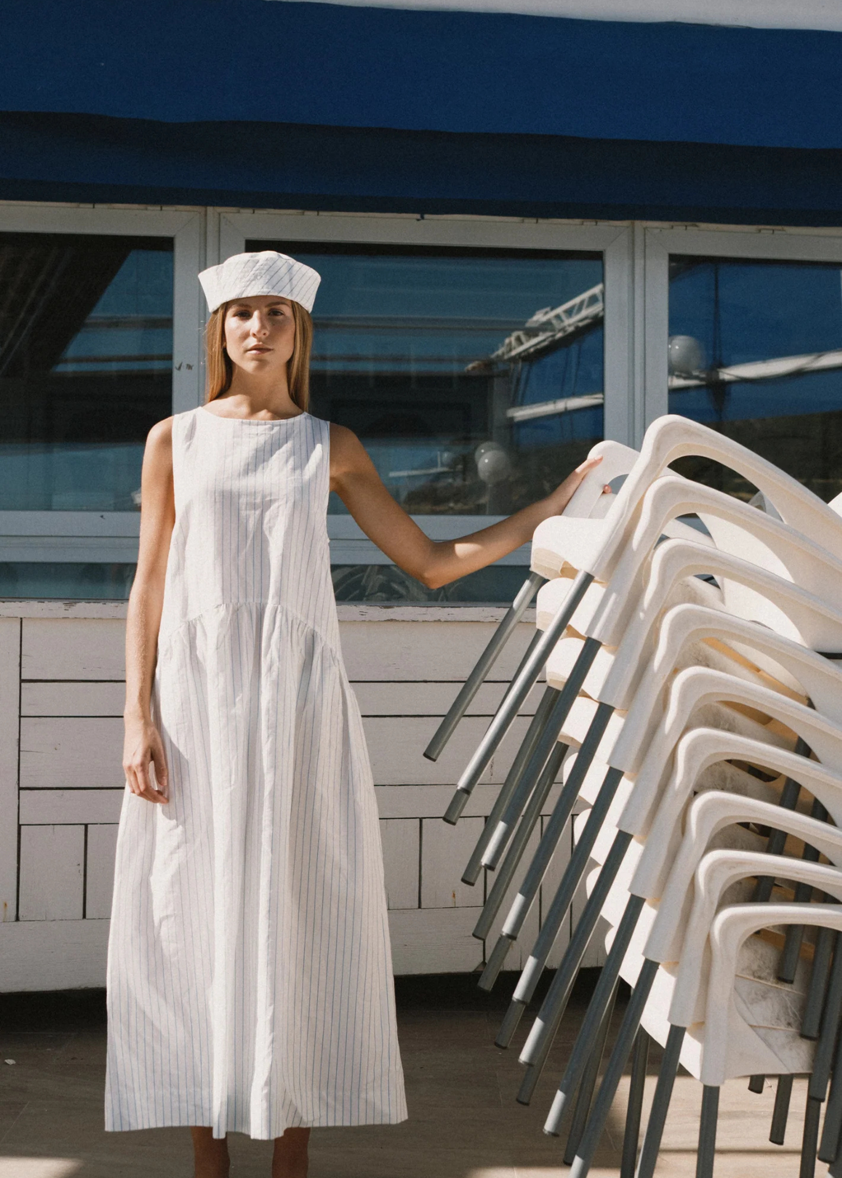 Low back striped dress