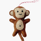 Monkey felt wool ornament