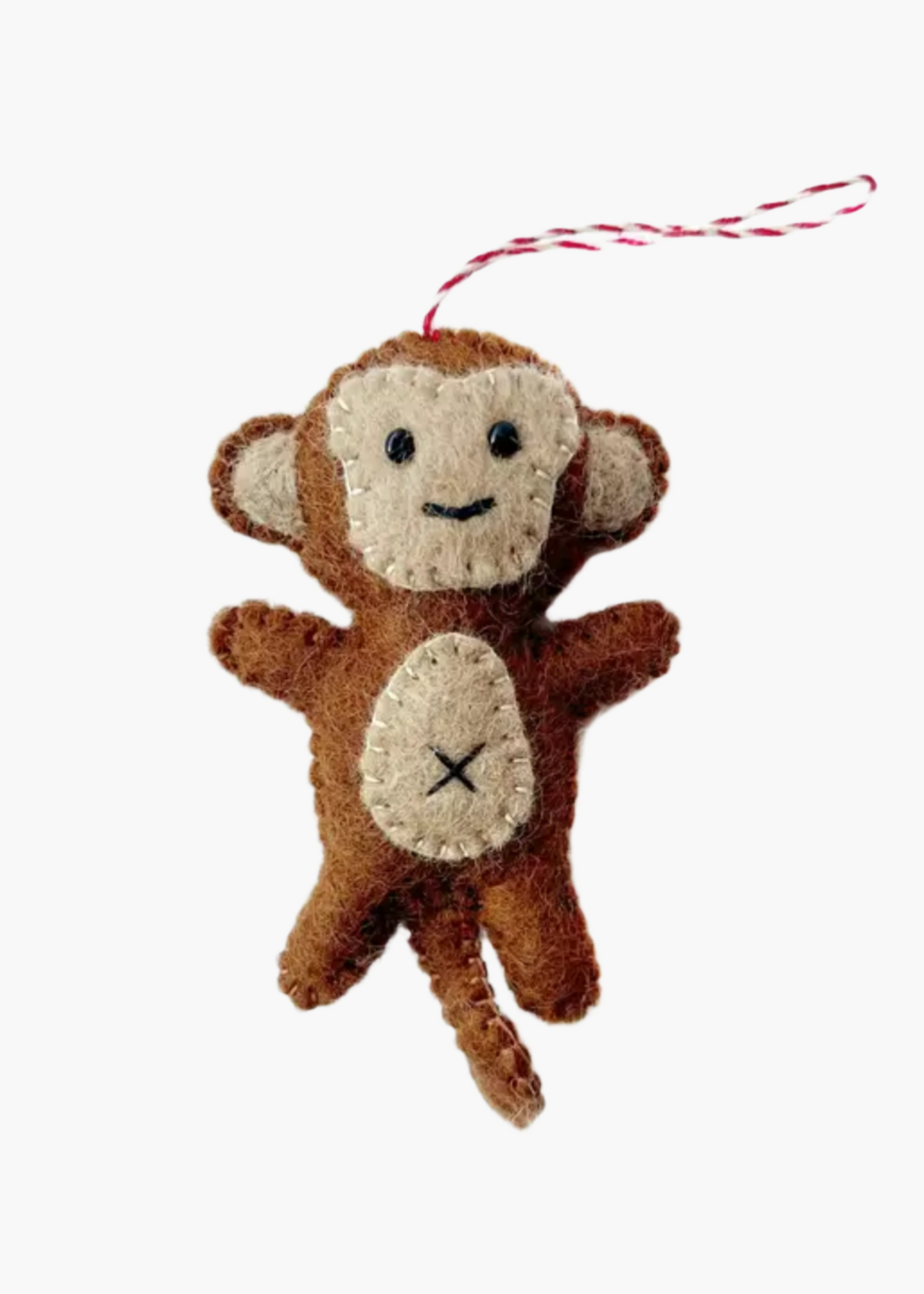 Monkey felt wool ornament