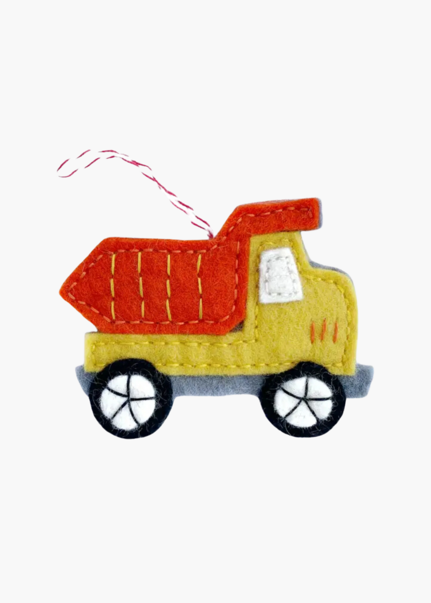 Dump truck felt wool ornament