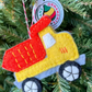Dump truck felt wool ornament