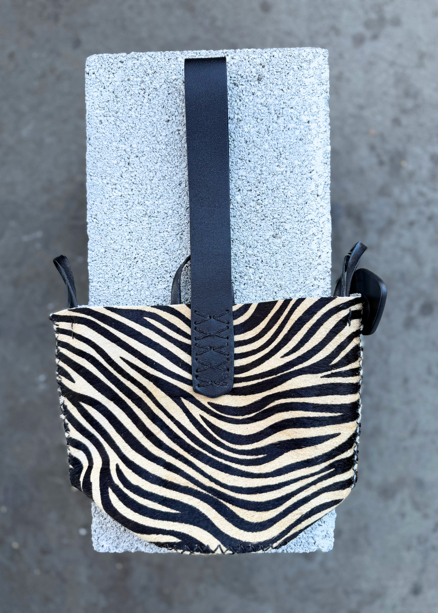 Navigli bag, beige zebra calfskin