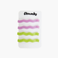 Wavy slide barrettes, lilac + lime