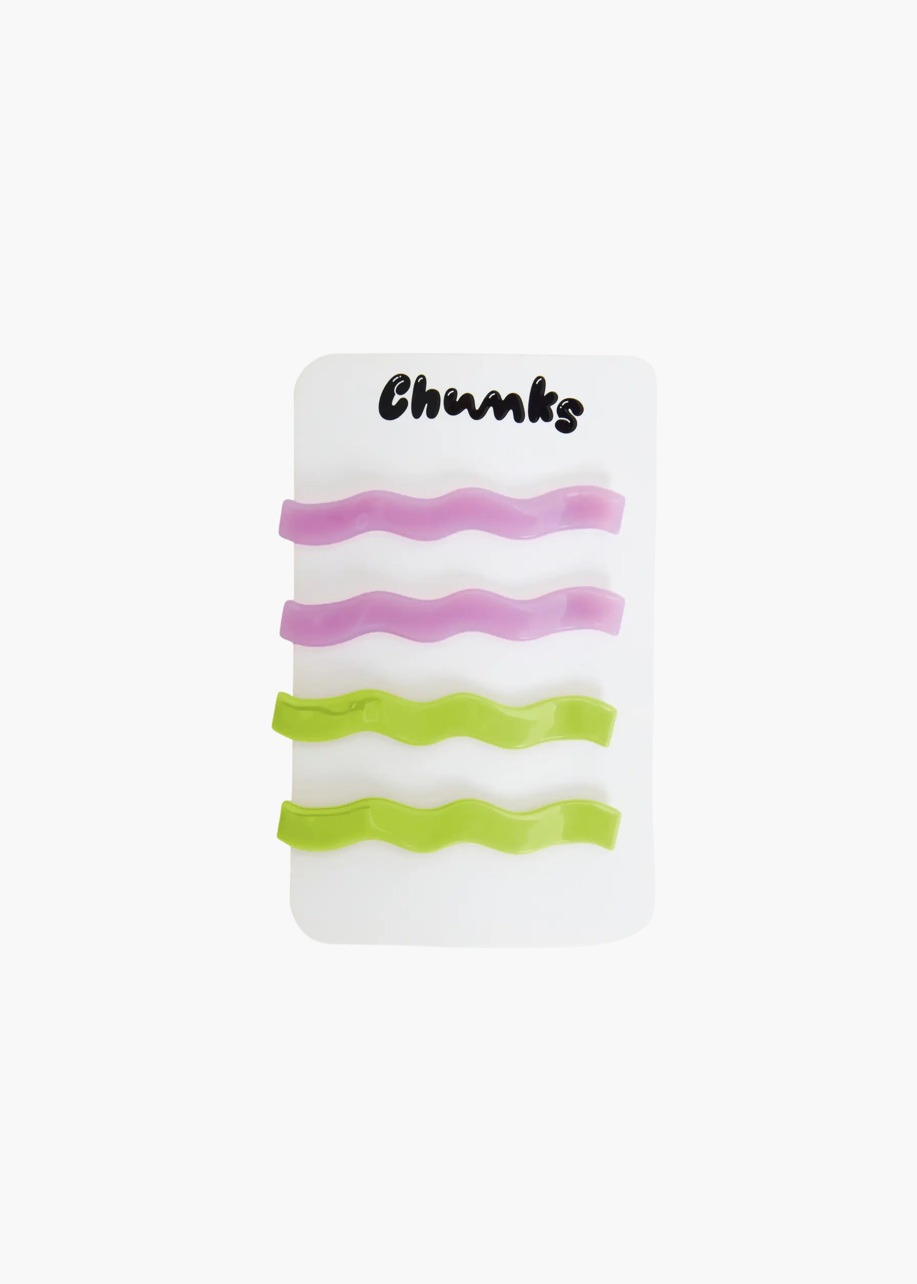 Wavy slide barrettes, lilac + lime