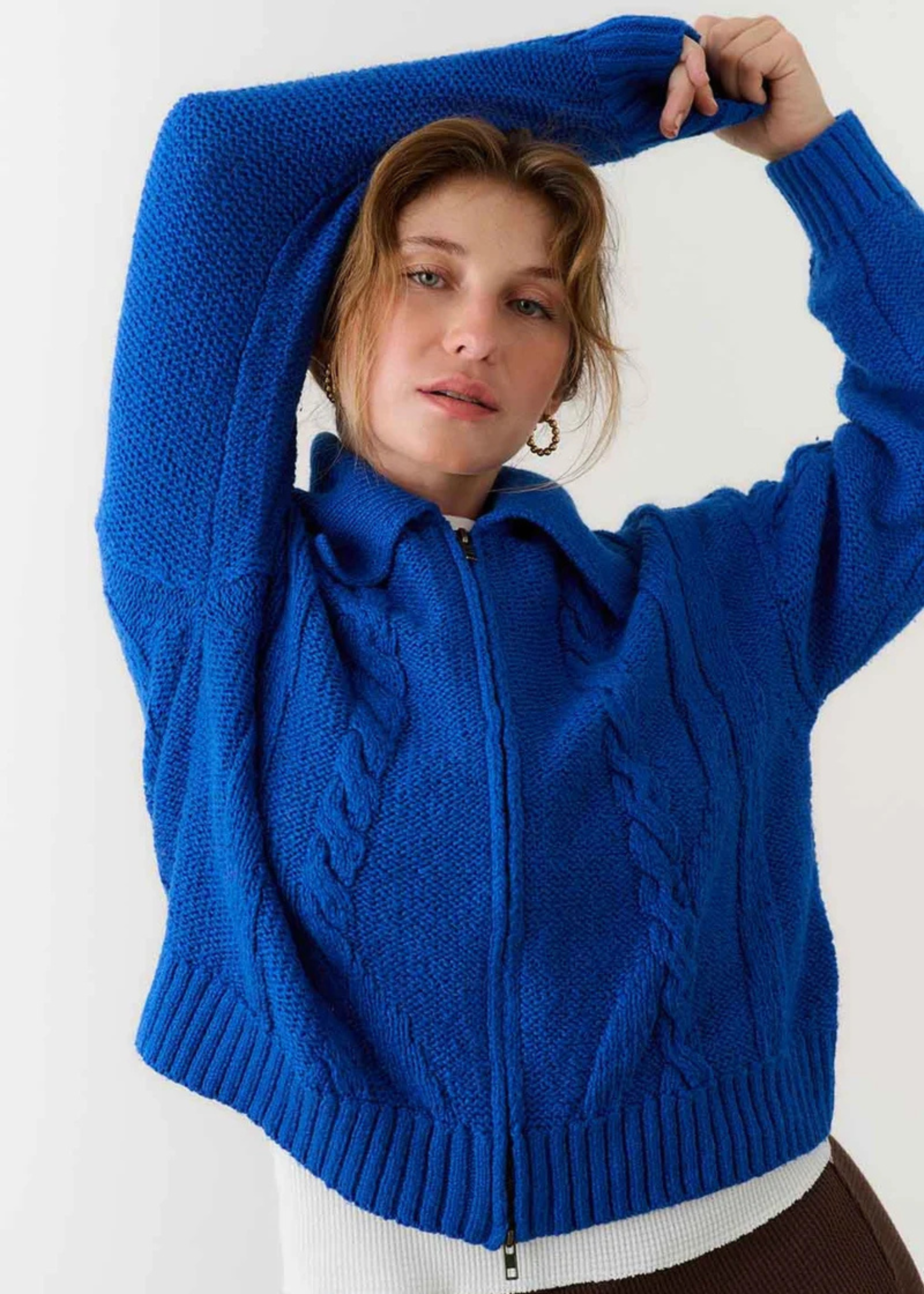Grace zip cardigan, blue