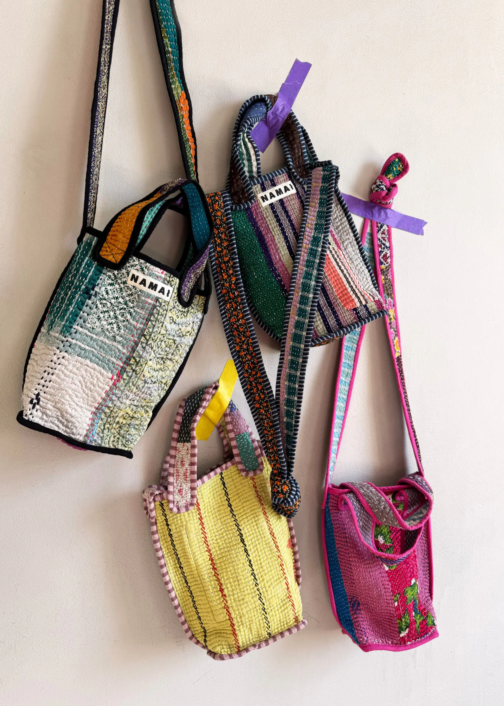 Xoti mini zero waste quilted kantha bag, 2-way/reversible