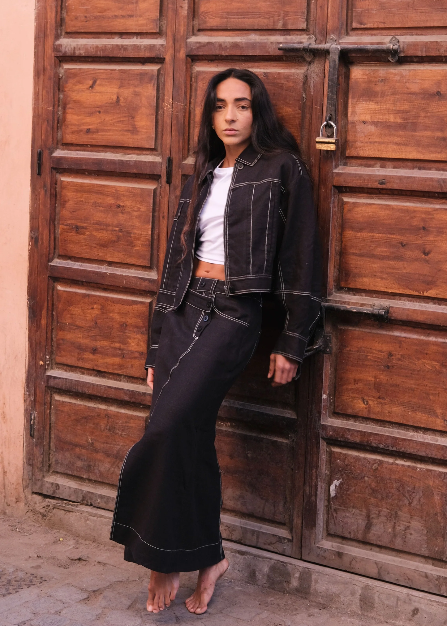 Jax linen skirt, black