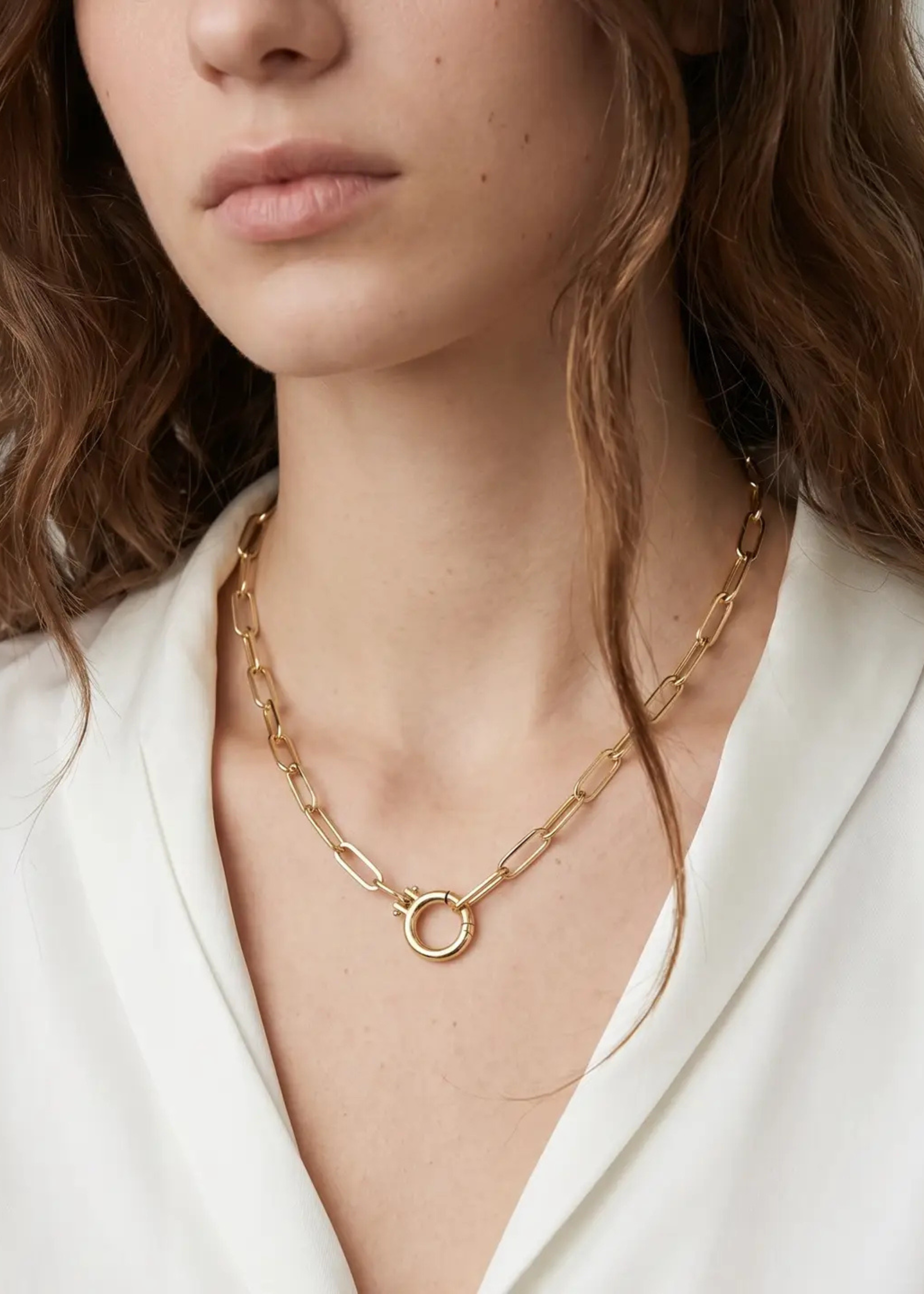 Paperclip chain with clicker clasp necklace