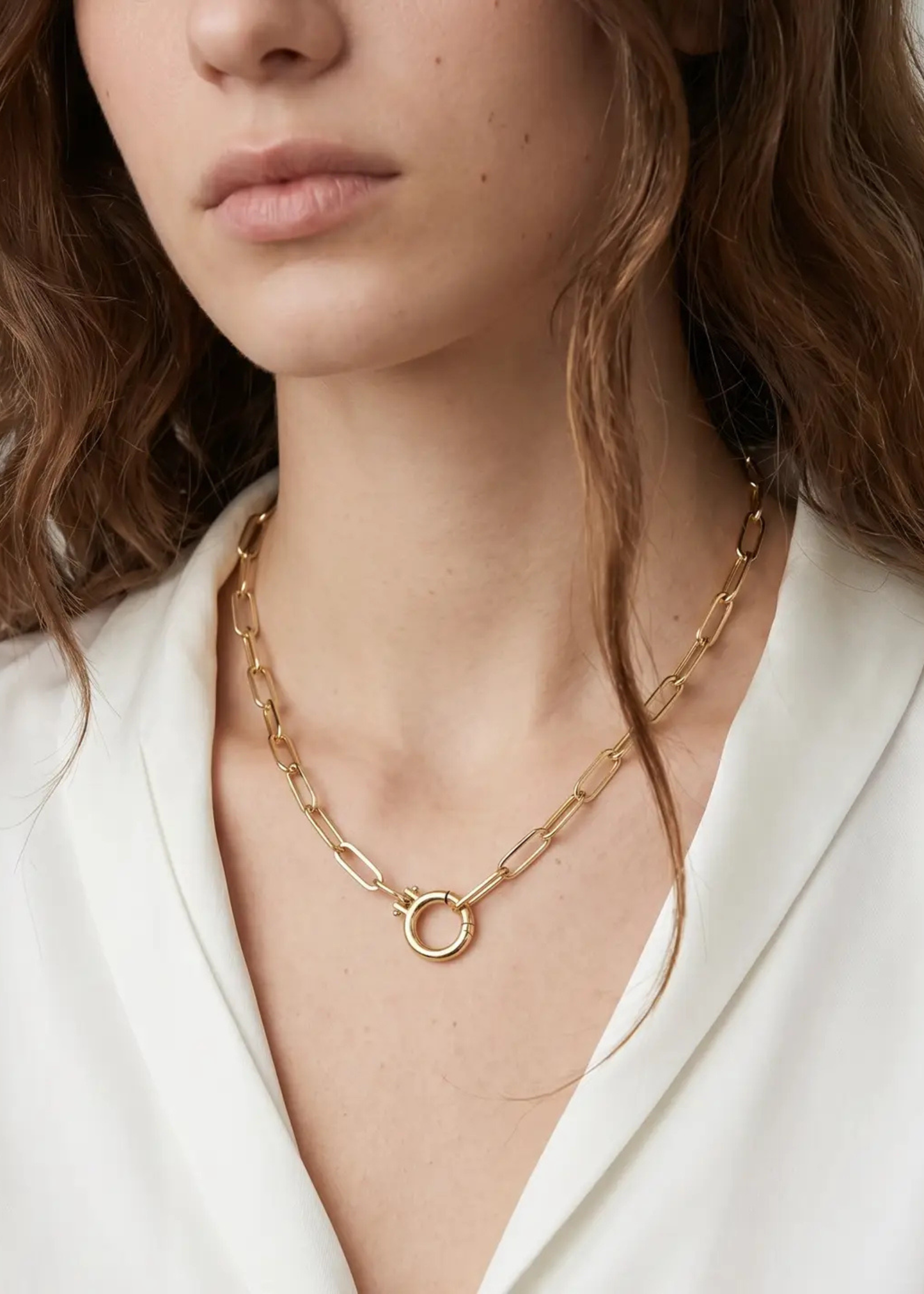 Paperclip chain with clicker clasp necklace