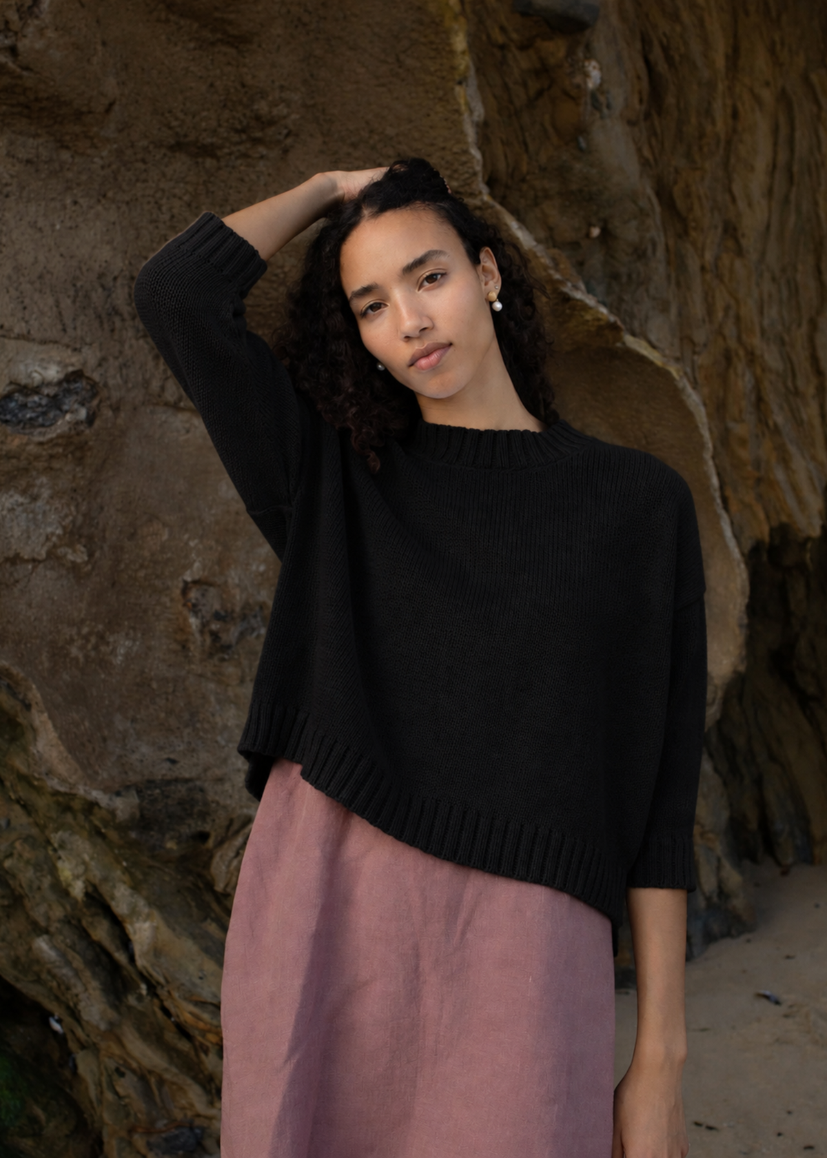 The crop knit, black