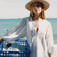 Wide stripes puff sleeves dress
