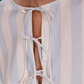 Wide stripes puff sleeves dress