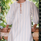 Wide stripes puff sleeves dress