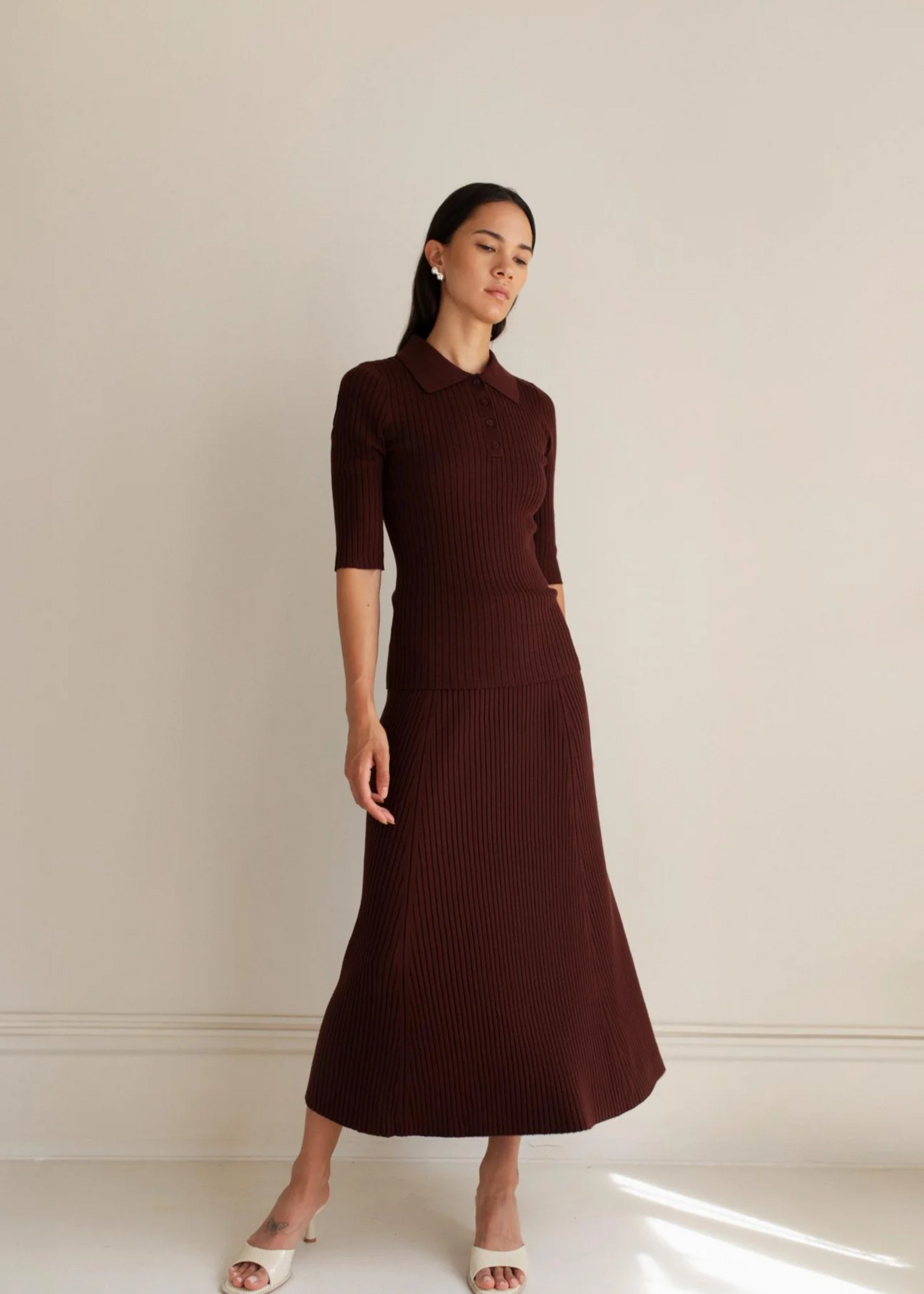 Afiya rib skirt, truffle