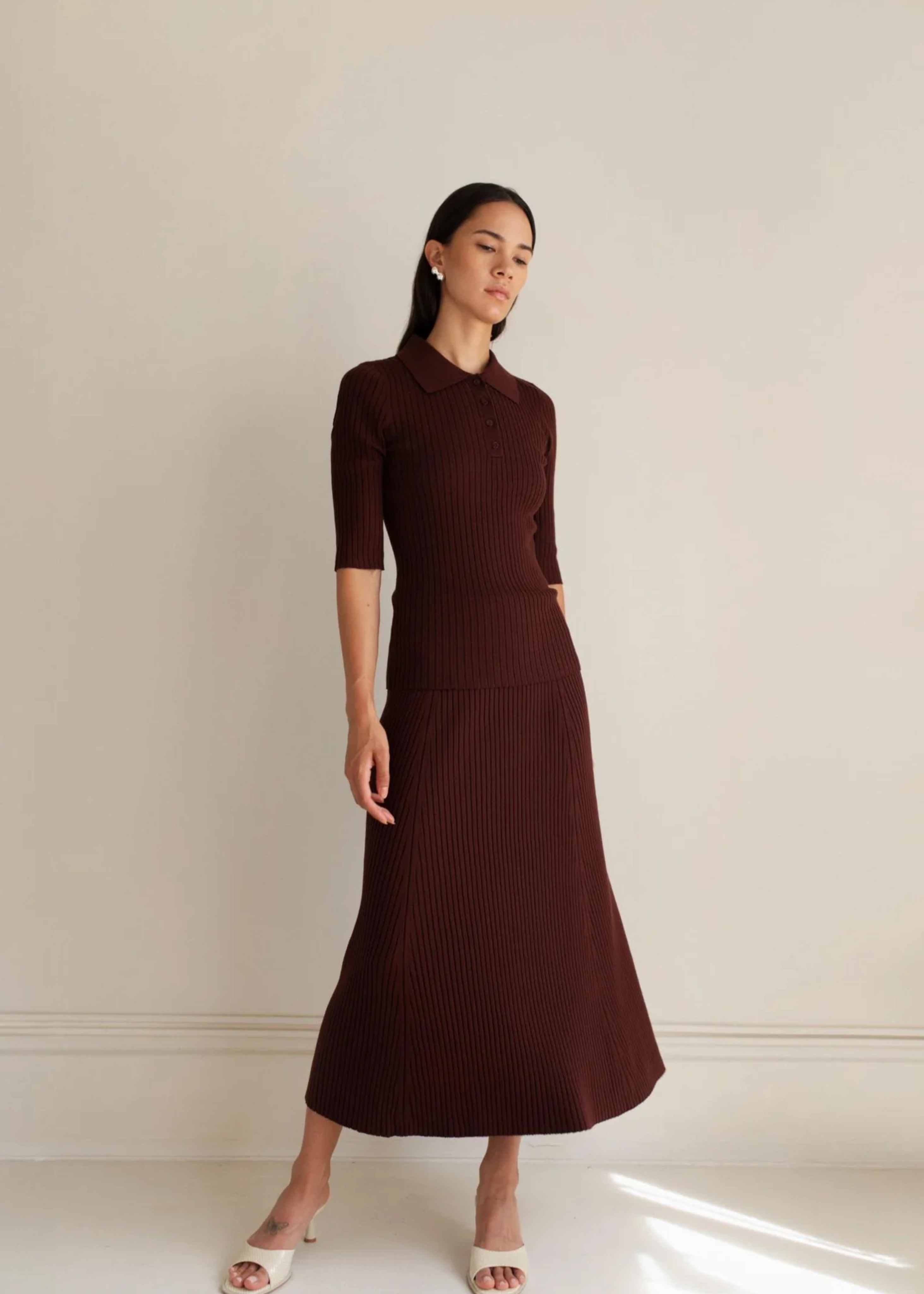 Afiya rib skirt, truffle