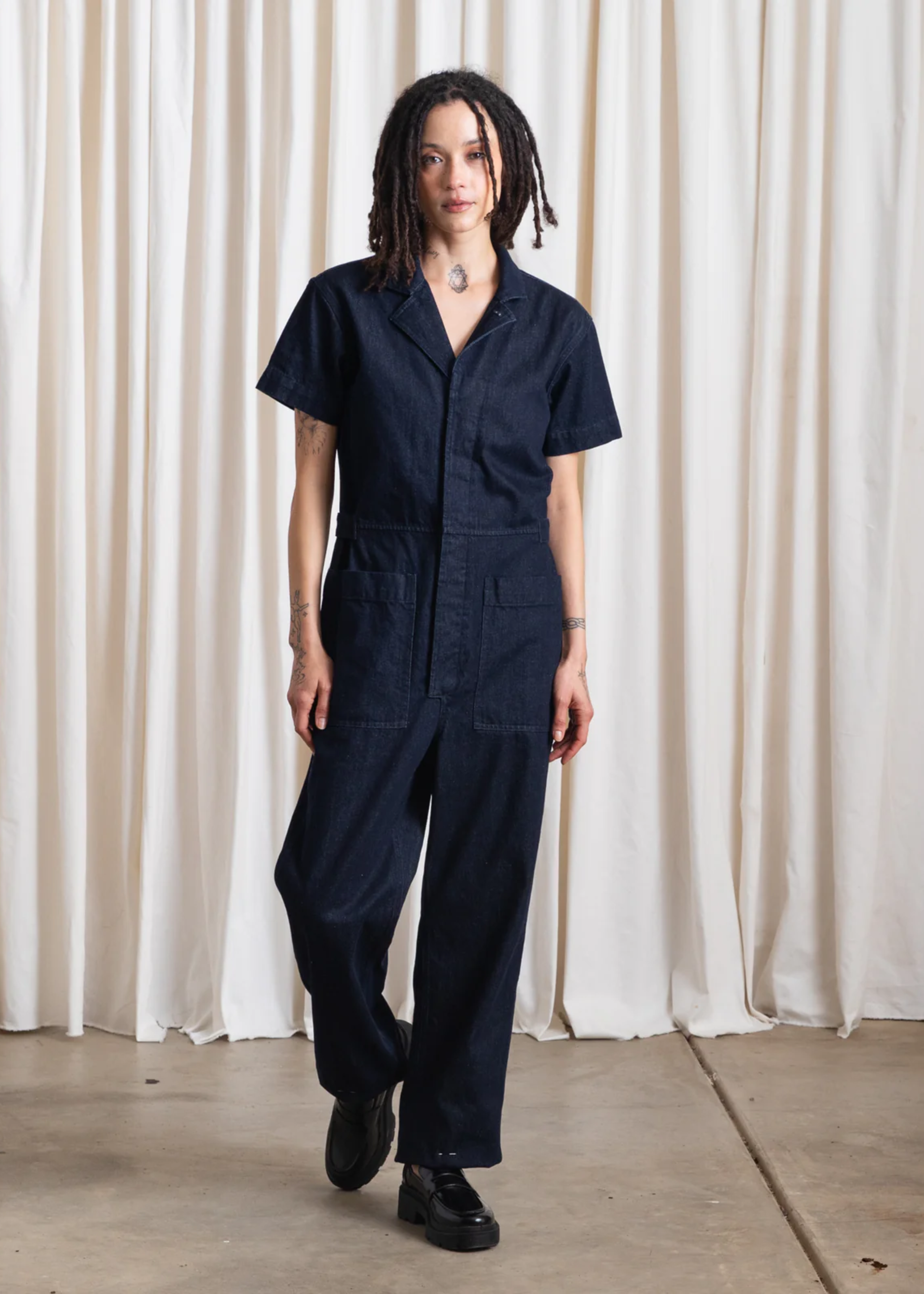 Boiler suit, black denim
