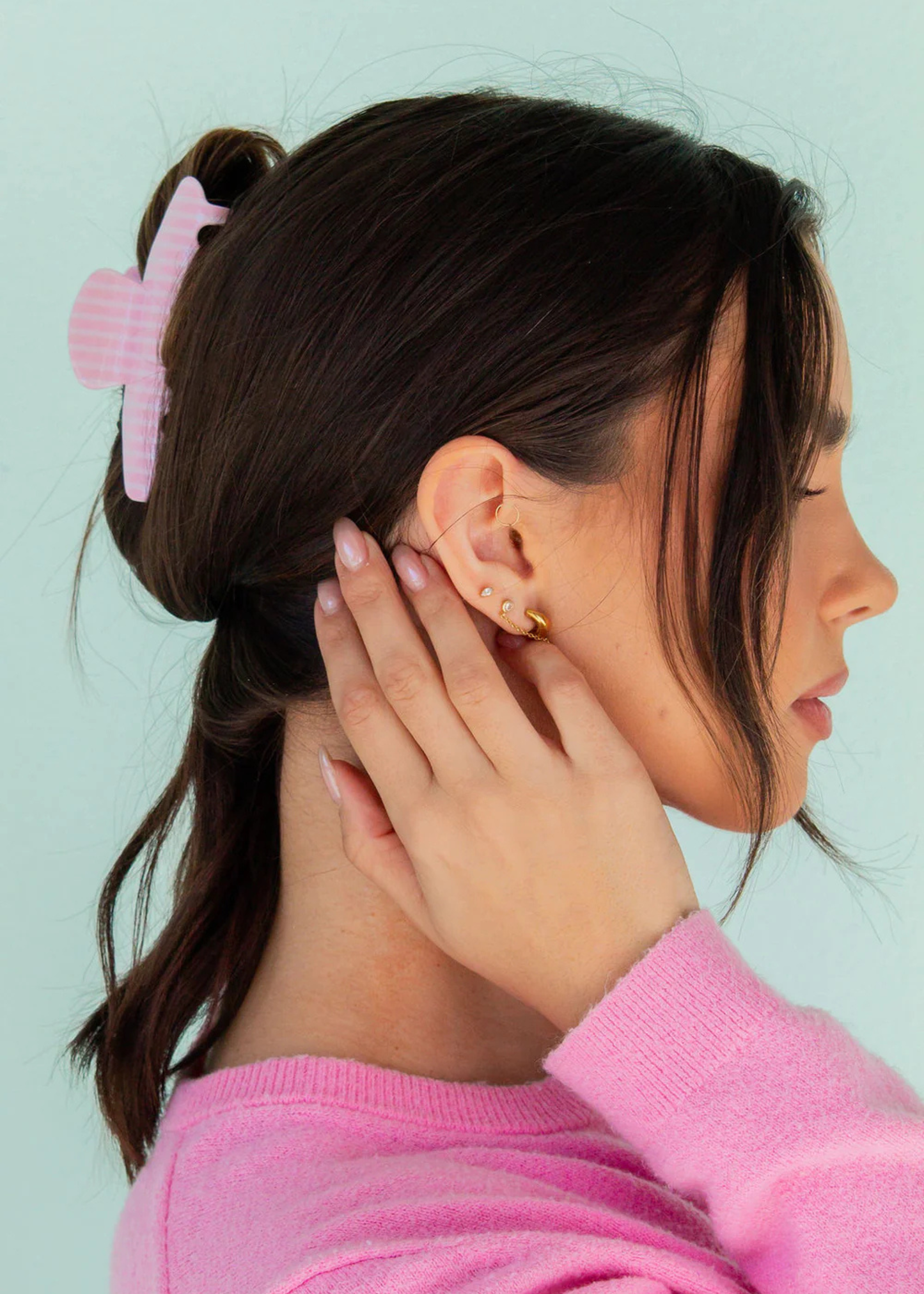 Pink stripe claw clip