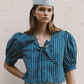 Striped bow blouse