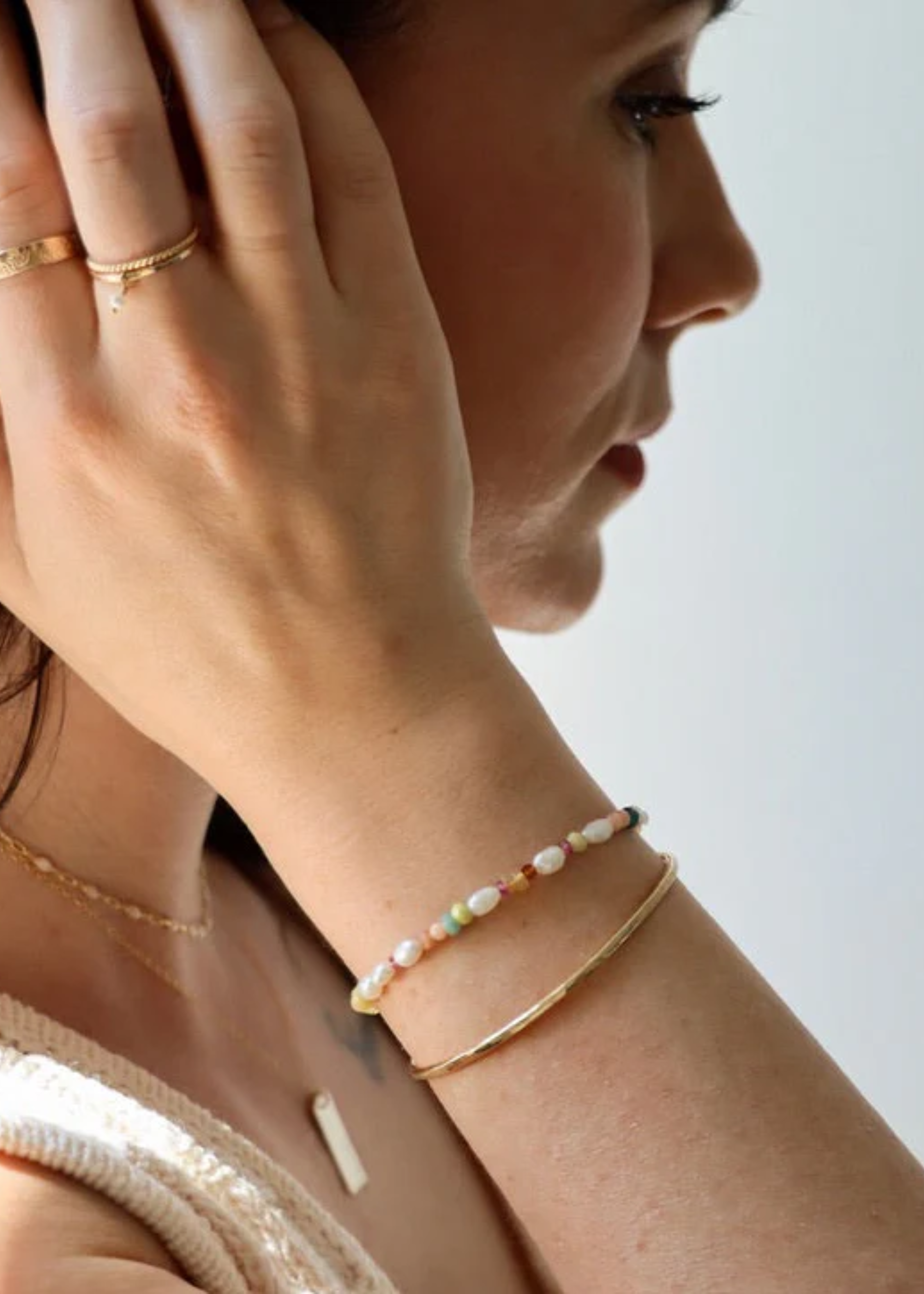 Pearl and petal bracelet