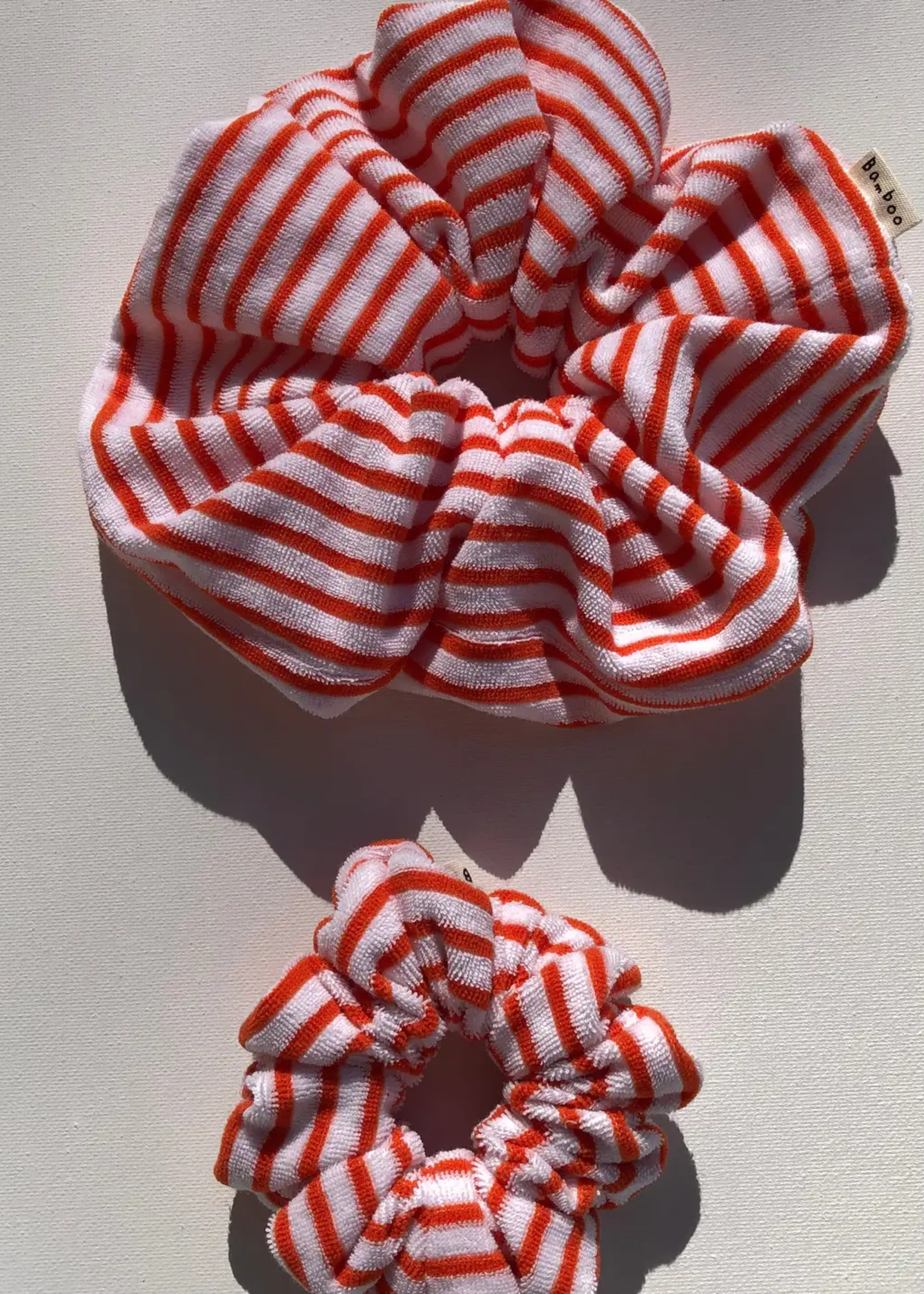 Nova Scotia toweling stripe scrunchy, red