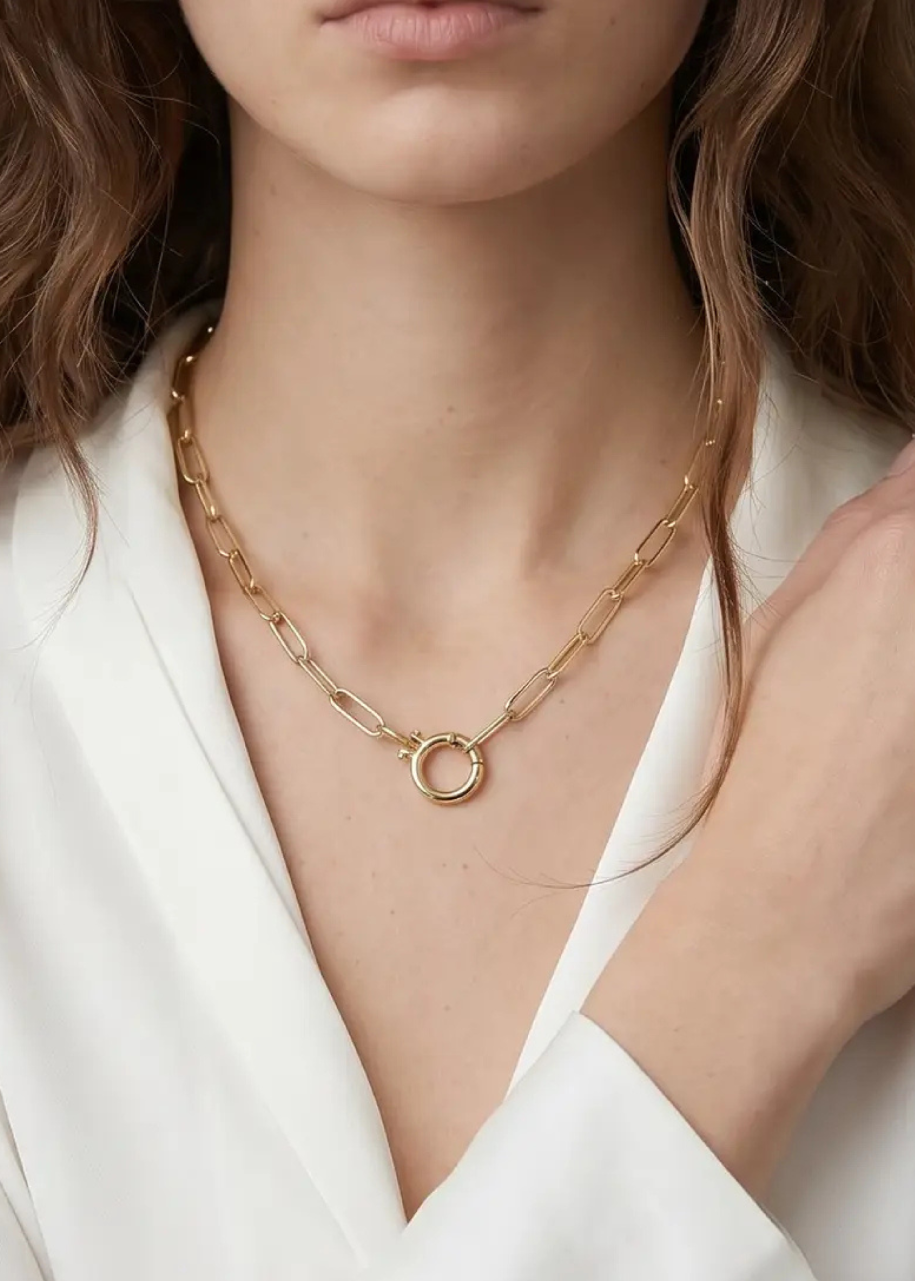 Paperclip chain with clicker clasp necklace