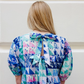 Lara dress, blue and green geo