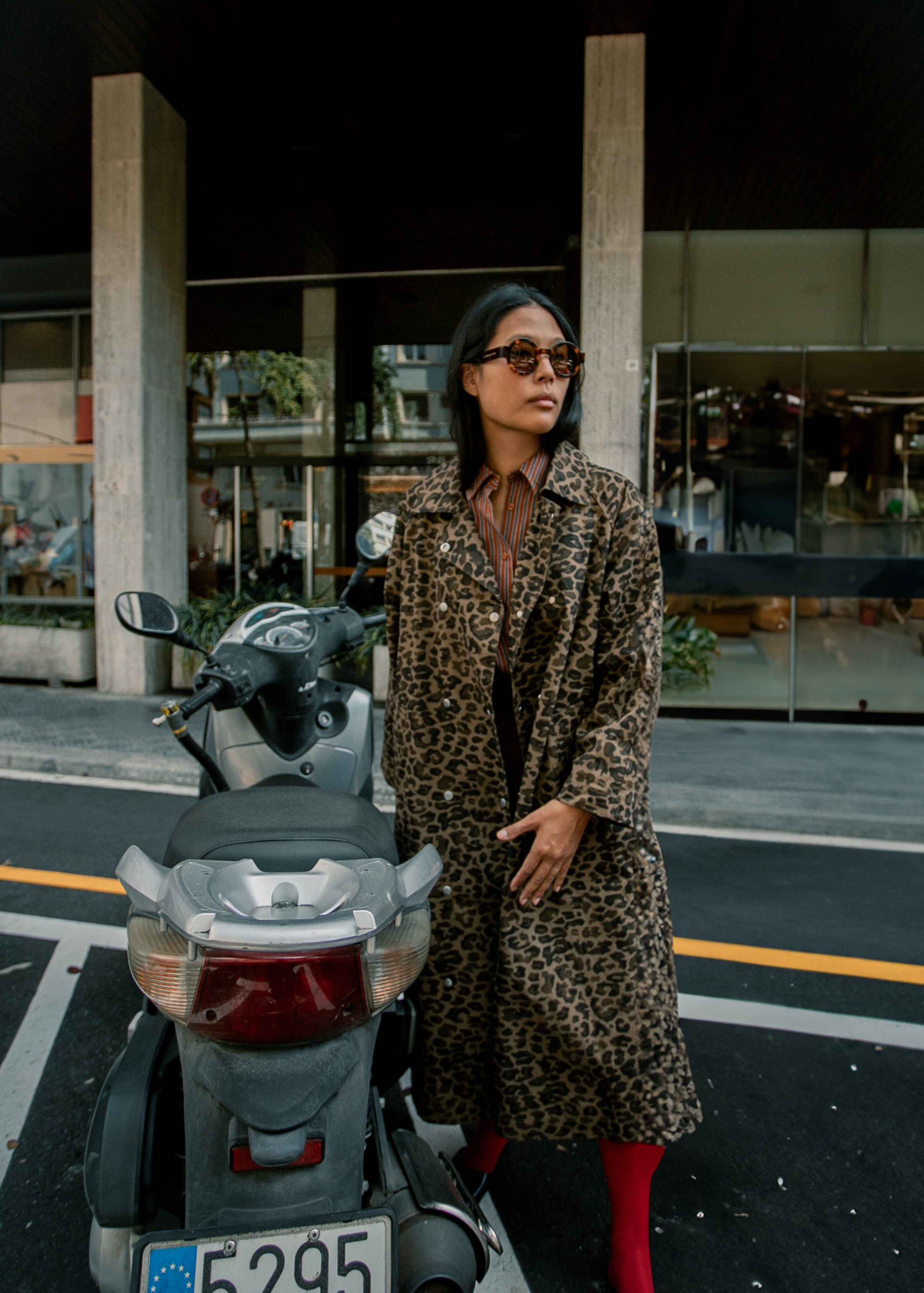 Animal print trench
