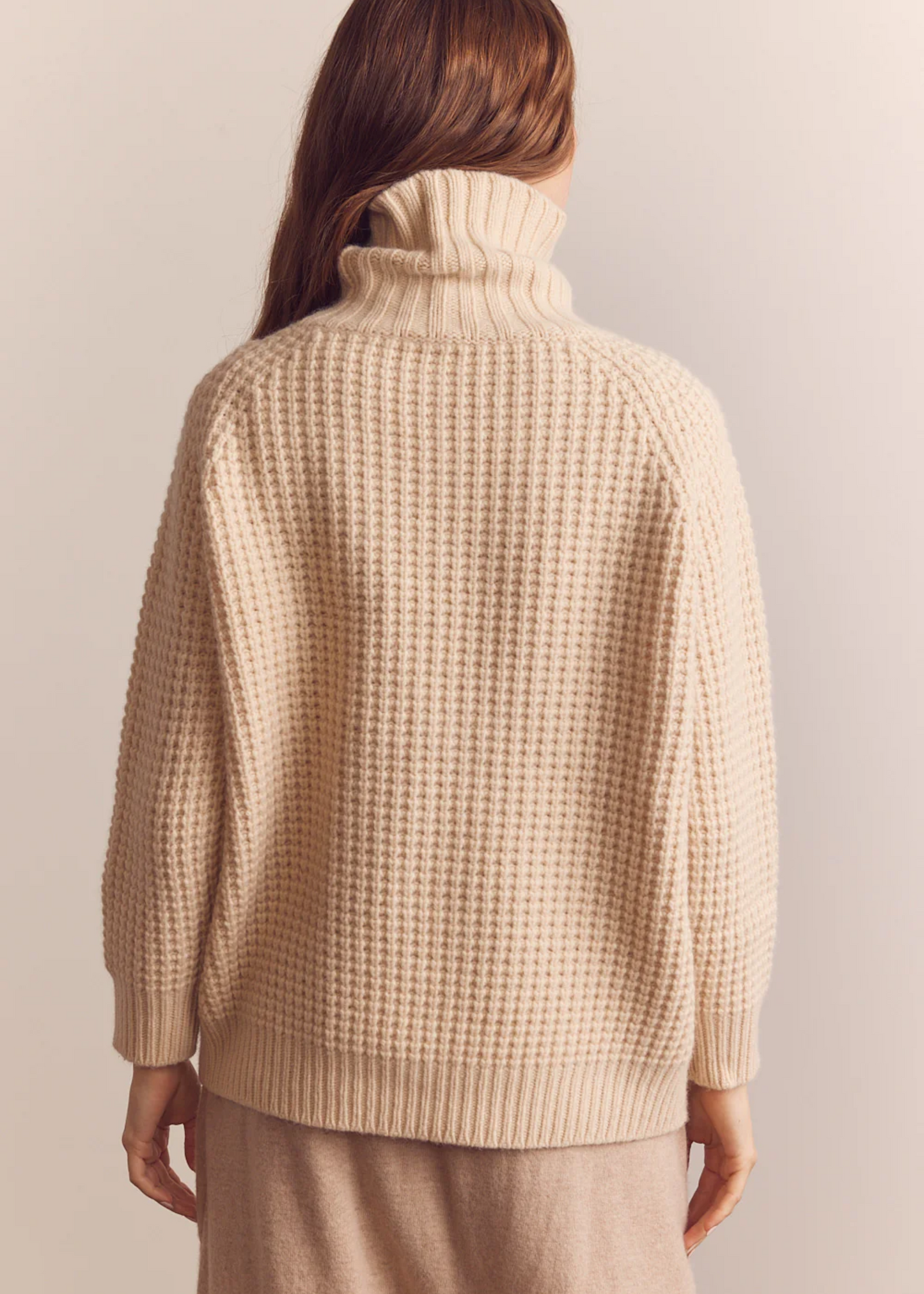 Wool turtleneck waffle sweater