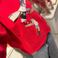 Quilt bow pullover, red