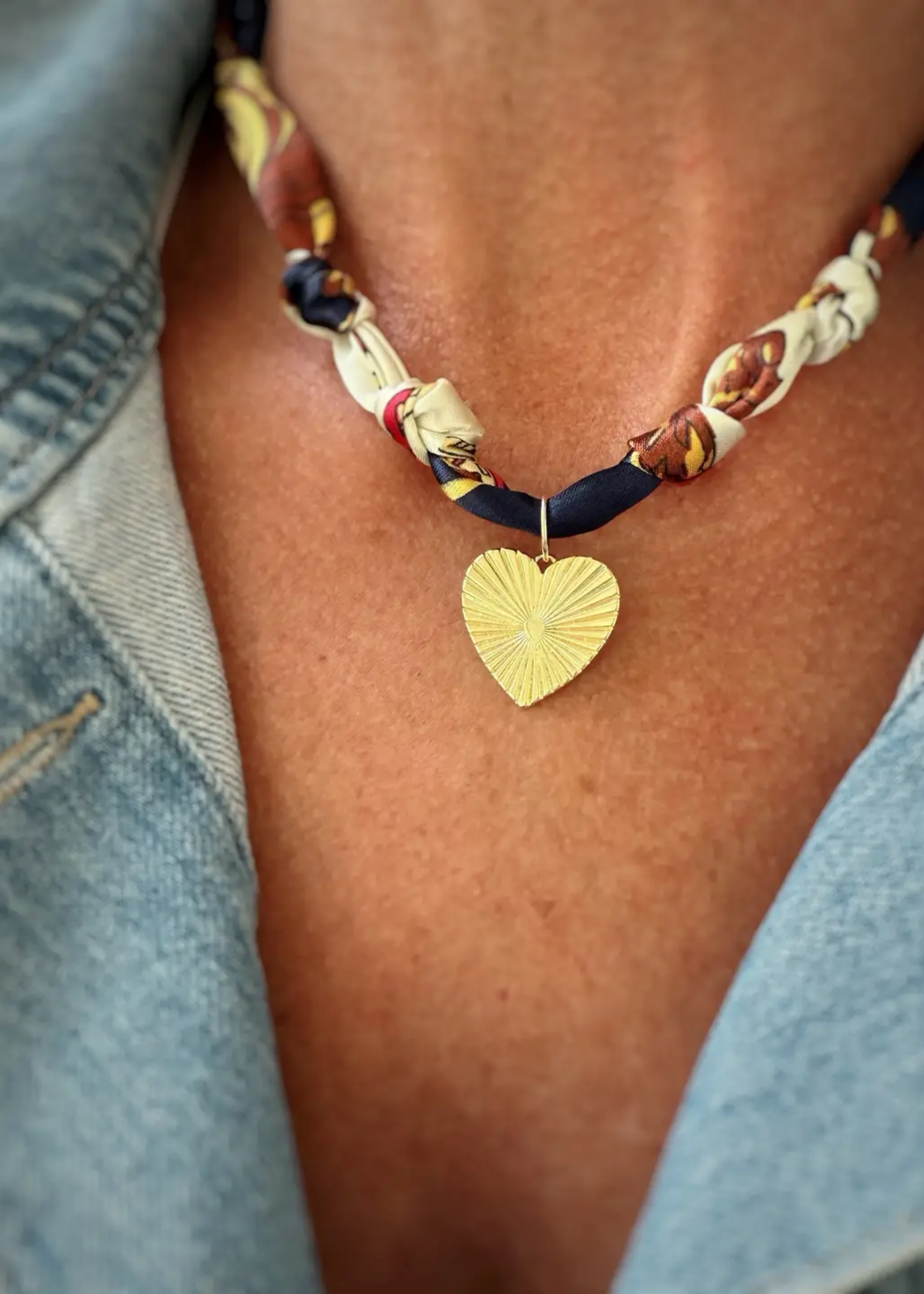 Venice knotted scarf heart charm