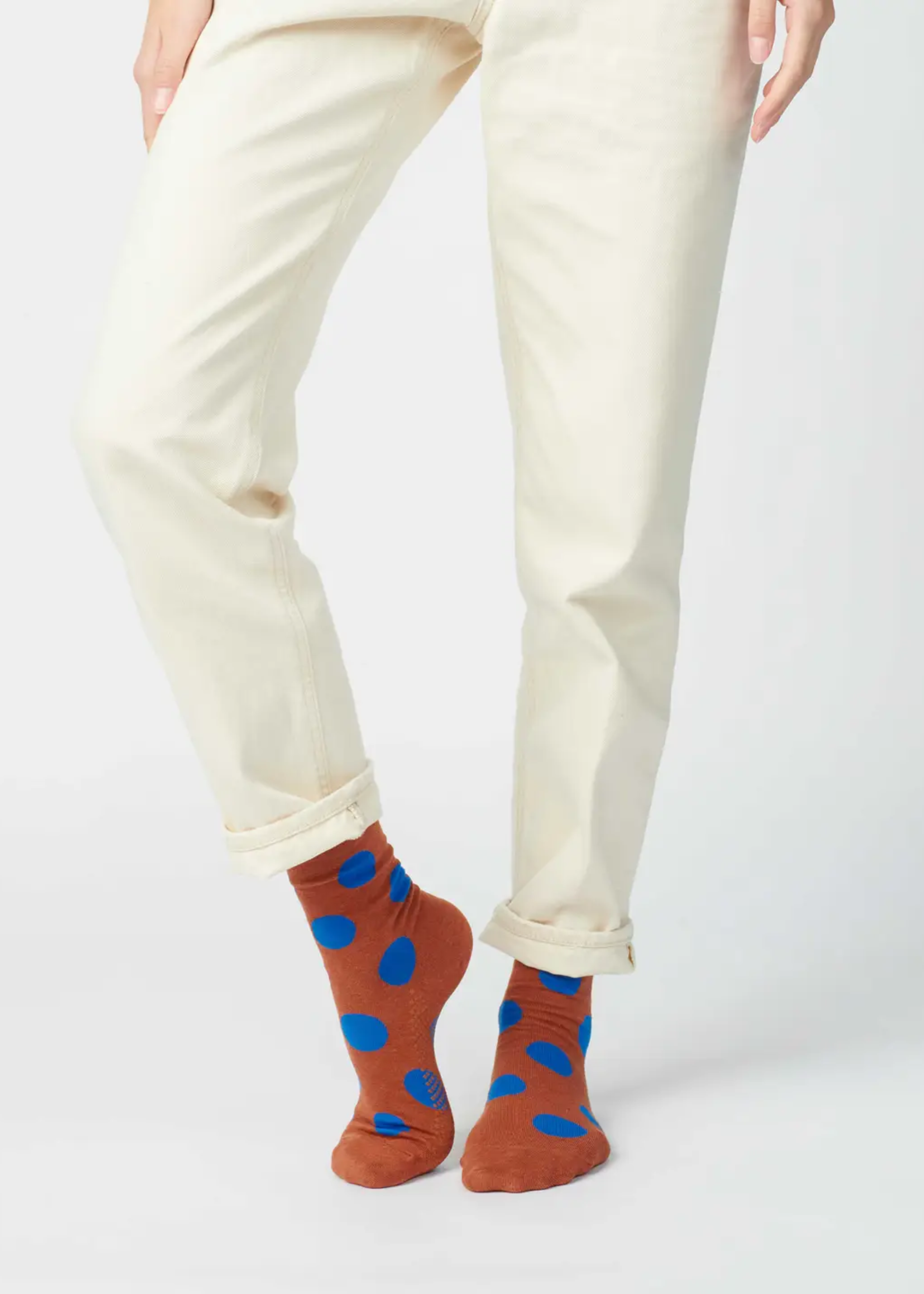 Panhandle polka dot crew socks, brown